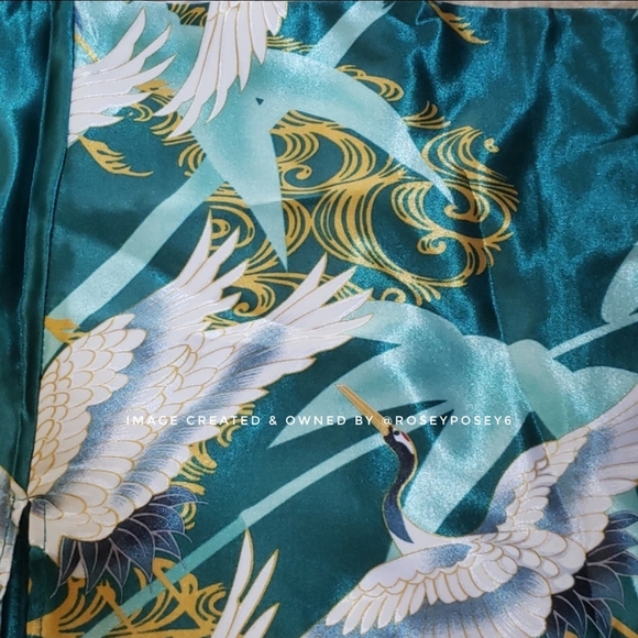Japanese Crane Long Green Robe - Picture 6 of 8